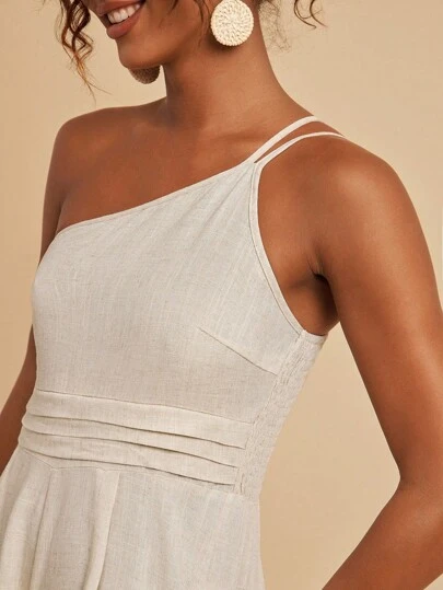 SHEIN X Tarsha Whitmore SHEIN VCAY One Shoulder Wide Leg Jumpsuit