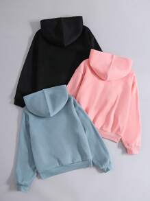 SHEIN 3pcs Tween Girls' Loose Casual Comfortable Soft Versatile Heart Print Sweatshirt Set,In Fall/Winter - Multicolor - View 3