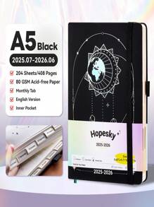 SHEIN 2025-2026 Planner Notebook Agenda English Inner Soft Leather Cover 204Sheets/408Pages Monthly/Weekly/Daily PlanerDairy Journal For Students Gifts Office&SchoolSupplies Stationery Christmas New Year Gifts