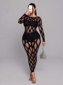 NU&NOW Monos de talla grande para mujer, elásticos, sexy, transparentes y calados