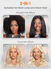 SHEGLAM HAIR 時尚別緻的 Insta-Heat 直髮造型器，二合一直發和捲髮，負離子直發器，10 分鐘快速拉直，智能記憶設置，5 種溫度設置，100-240V 通用電壓，適合全球旅行 - 美國插頭 生日 禮物 假期 粉紅色的 氛圍 化妝品 旅行 學校 節慶 玫瑰 展示 女孩 魅力 護髮 母親節 想要 時尚 銳舞派對 - 黃色 - 查看 4