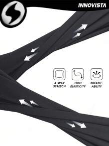 Innovista Váy chữ A lưng cao xẻ tà co giãn, váy ngắn thể thao in họa tiết màu đen kèm quần short - màu đen - Xem 5