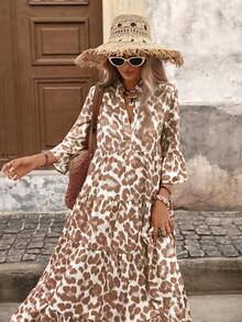 SHEIN VCAY 女式梭织印花短袖连衣裙