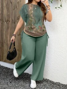 EMERY ROSE Bộ 2 chiếc họa tiết da báo cỡ lớn thường ngày, thích hợp cho mùa hè - Nhiều màu - Xem 1
