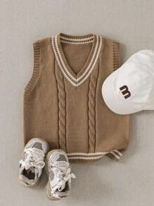 PrepCrw 男童V领花卉针织毛衣背心，学院风 - 彩色 - 查看 3