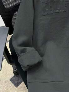 SHEIN 青少年男孩休闲连帽运动衫，带有英文 3D 压花印花，长袖，适合秋季、冬季、学校、家居、日常、运动、生日派对、郊游，百搭百搭简约