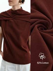 Aalyst Poncho Elegante Feminino, Casual, Adequado para Férias, Formatura, Dia da Independência, Verão, Minimalista, Estilo Vintage, Camiseta Marrom Café - Café - Visão 3