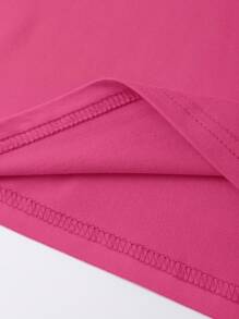 'Music Soothes My Soul' Headset Graphic Tees Letter Slogan T-Shirt, Round Neck Short Sleeved Women Tops - Hot Pink - View 5