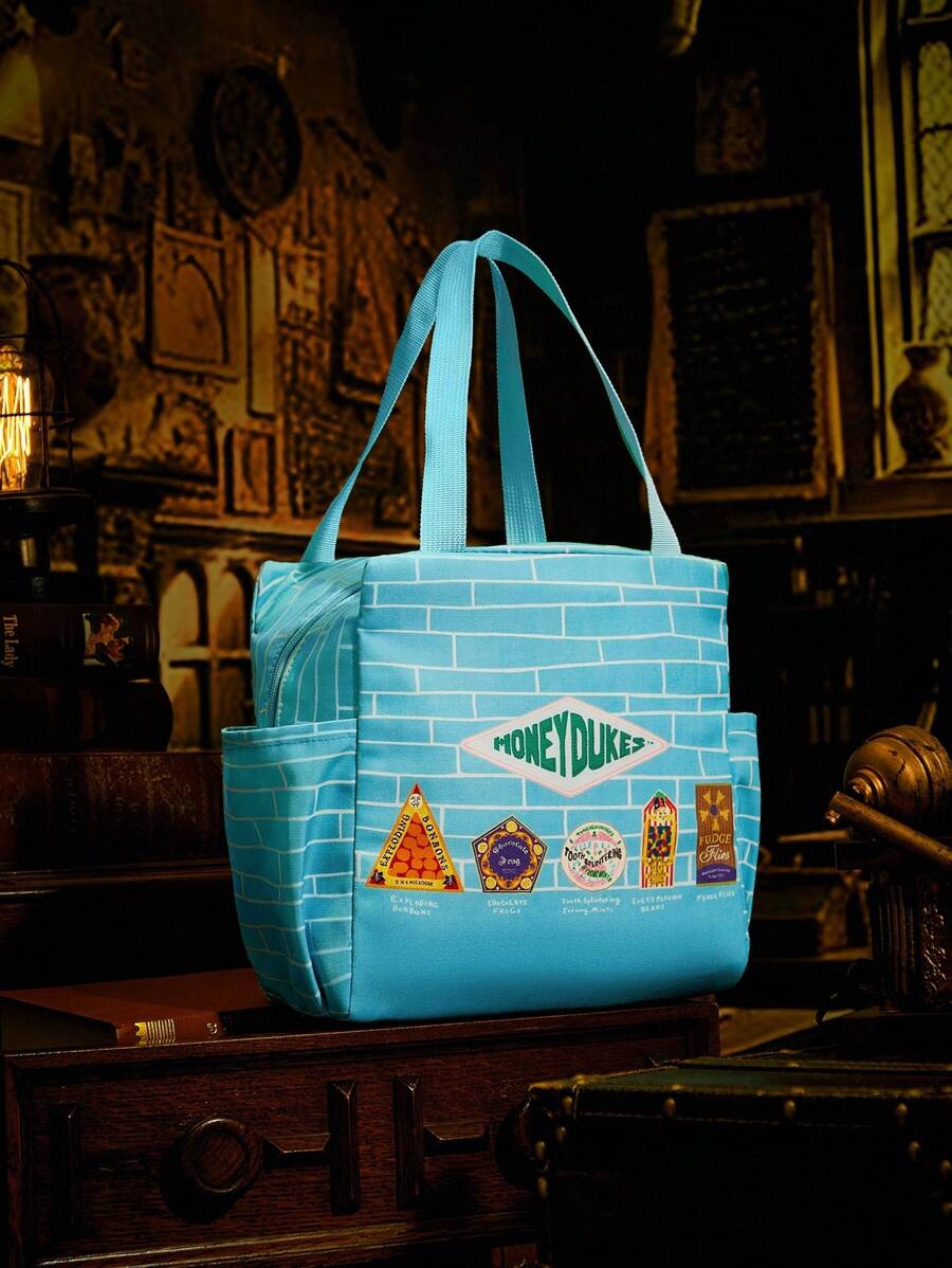 HARRY POTTER X SHEIN 时尚字母卡通保温午餐袋，便携实用，保持食物新鲜，开学和度假必备