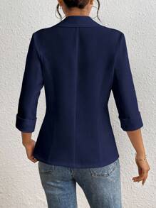 EMERY ROSE Áo khoác blazer trơn màu thường ngày và đi làm, trang phục xuân/hè cho trường đại học - Màu xanh hải quân - Xem 2