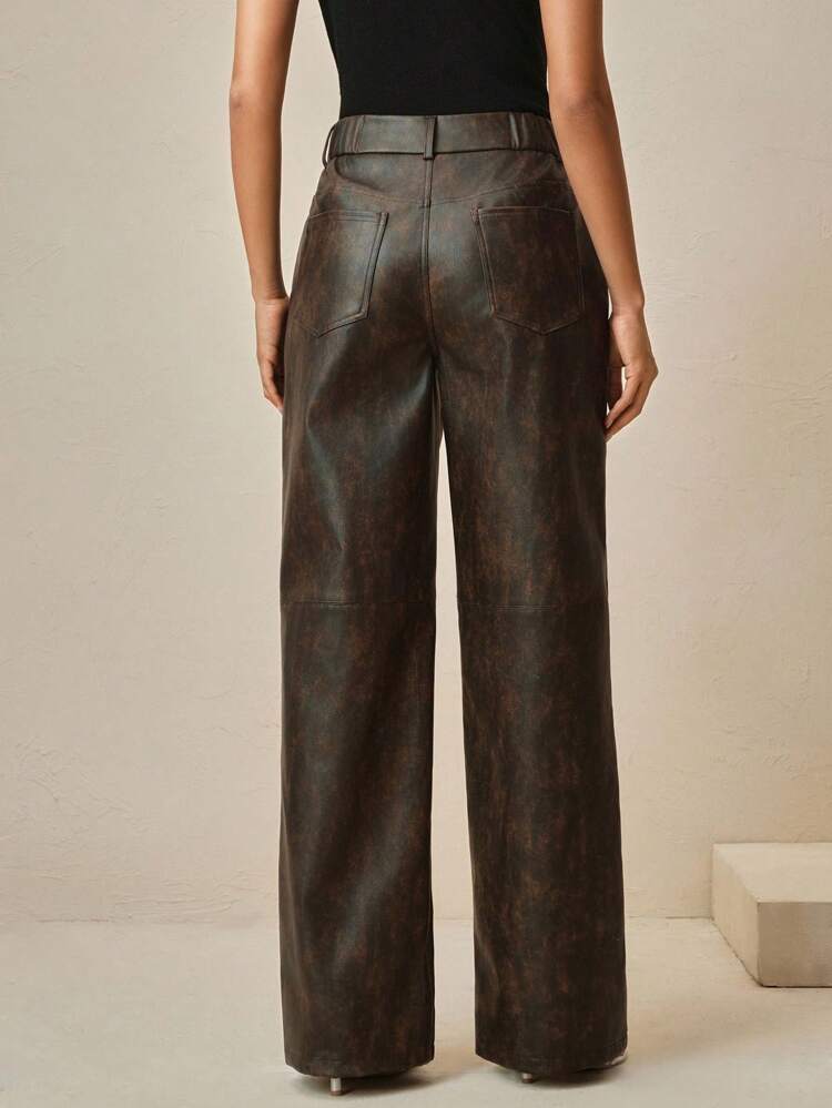 Ladies' Autumn And Winter Leather PU Fabric, Heavy Craftsmanship, Handmade Nail Drill Positioning, Nail Drill Fashion, Elegant Pants