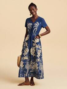 Travachic Vestido largo de ajuste holgado con estampado tejido para vacaciones para mujeres, atuendos de verano para mujeres, ropa de playa, primavera y verano, Pascua, atuendos de vacaciones, atuendos de playa para mujer, vacaciones de primavera, atuendos de vacaciones para mujeres, atuendos de concierto para mujeres, BOHO, bohemia, festival de música, ropa de mujer para vacaciones tropicales, romántica, blusas para salir, atuendos para citas para mujeres, toda la ropa de mujer, ropa de otoño, otoño