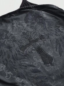 ROMWE Grunge Punk Plus Size Women Casual Sexy Halter Skeleton Contrast Color Tank Top