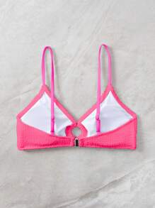 SHEIN Swim Summer Beach Ring Linked Bikini Top - Hot Pink - View 2