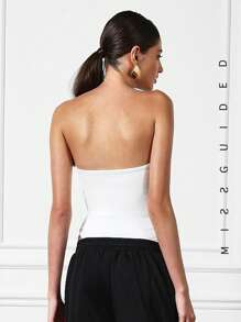 MISSGUIDED Bandeau Bodysuit - White - View 2