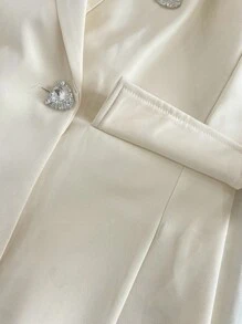 Chiquease New Spring Romantic Regular Shoulder Tailored Rhinestone Double-Breasted Straight Sleeve Women Blazer Jacket With Design Collar Suits For Woman Women Suit Women Suit Fall Cloth For Women