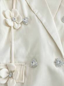 Chiquease New Spring Romantic Regular Shoulder Tailored Rhinestone Double-Breasted Straight Sleeve Women Blazer Jacket With Design Collar Suits For Woman Women Suit Women Suit Fall Cloth For Women