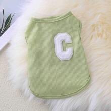 华夫格图案可爱休闲无袖宠物背心，适合猫狗 - 綠色 - 查看 3