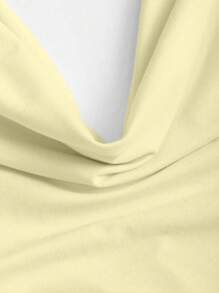Flirla Apricot Sexy Backless & Draped Neck Fitted Women's Jumpsuit With Wide Leg - Yellow - View 3