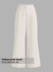 Firerie Plus Size Simple Elegant Delicate Casual Straight Pants For Spring And Summer - Apricot - View 1