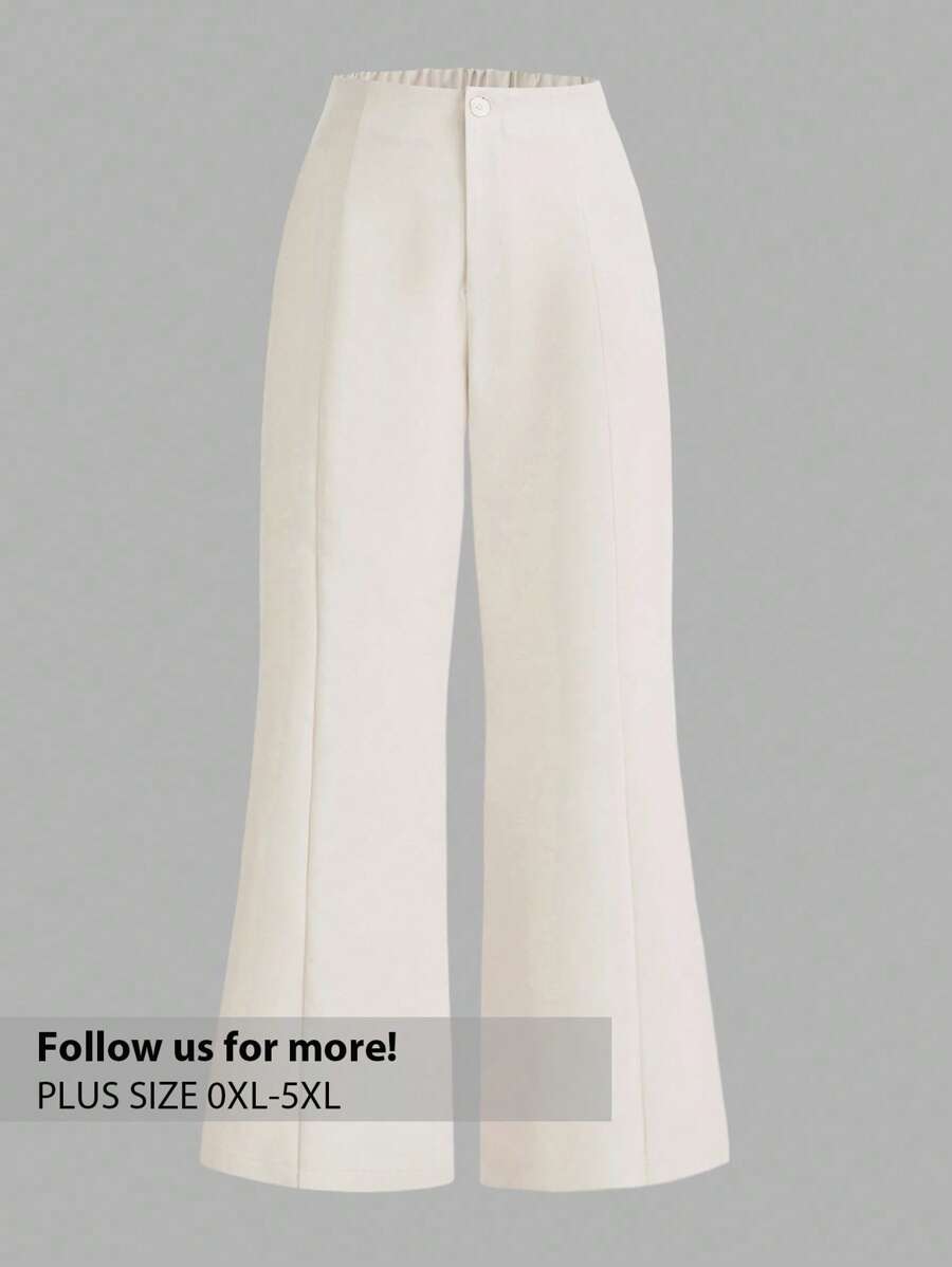 Firerie Plus Size Simple Elegant Delicate Casual Straight Pants For Spring And Summer - Apricot - View 1
