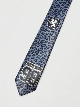Grunge Punk 1 pièce Cravate fine imprimée numérique léopard, cravate décorative mode pour hommes et femmes