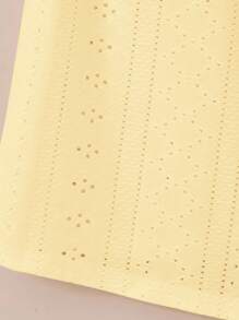 SHEIN Leap Crew TEEN GIRL 黄色纹理镂空针织T恤，宽松休闲度假风上衣 - 黃色 - 查看 6