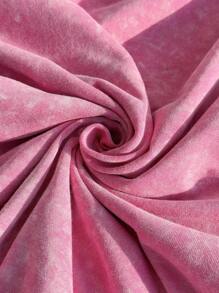 SHEIN EZwear Women Plus Size Embroidered Washed Short Sleeve T-Shirt - Pink - View 6