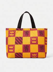 HARRY POTTER X SHEIN Plaid & Badge Decor Lunch Bag, For Office Worker, Student - Multicolor - View 8