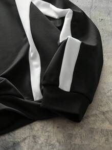 AXEPEAK Sudadera de cuello redondo informal con parches y contraste de colores para hombres de talla grande, para otoño e invierno