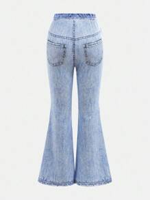 SHEIN Girlism 2pcs/Set Tween Girls Casual Crewneck Top With Waist Ruffle And Pants Outfit - Coral Pink - View 8