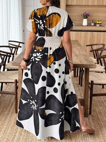 Weeklong Plus Size Floral Print Casual Summer Dress, Random Print - Multicolor - View 2