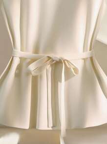 EMERY ROSE Women's Solid Color Lapel NeckLong Sleeve Metallic Button Design Elegant Blouse Fall Cloth For Women - Apricot - View 5