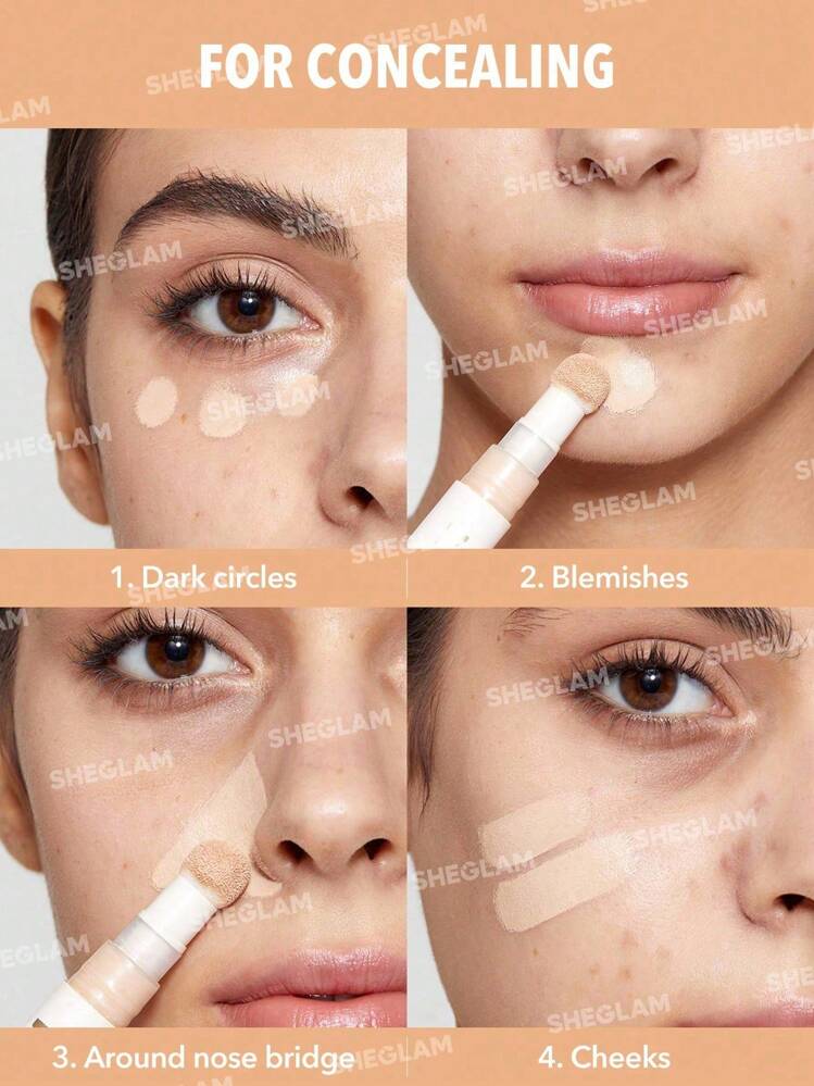 SHEGLAM Complexion Boost Concealer-Warm Vanilla Sponge-Head Aplicator Corretivo LíQuido Mate Corretivo De Cor Iluminador De Longa DuraçãO Corretivo Hidratante De Longa DuraçãO Para O Dia Todo Corretivo Natal Inverno Marca Beleza Maquiagem Maquiagens CosméTico Para Mulheres E Garotas Perfeito Para Outono E Inverno Ideal Para Y2K Moda Elegante Adequado Para AniversáRio Dia Das MãEs Carnaval Prenda Festa De Pronto Melhor Cor - Warm Vanilla - Visão 6