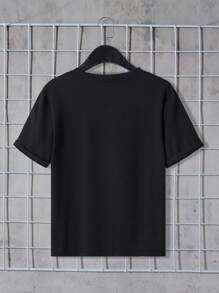 SHEIN Teenager Boys' Casual Cartoon Game Controller Graphic Print Round Neck Short Sleeve T-Shirt, Fashionable & Versatile For Summer