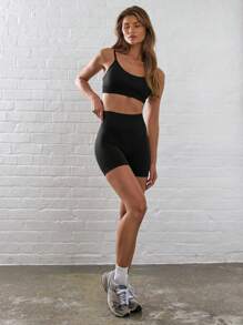 Musera Sport Spaghetti Strap Strappy Active-Wear Sports Bra Summer Workout Gym Running Yoga Gym Fitness Pilates Daily Casual - Black - View 3