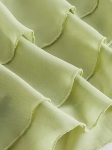 SHEIN MOD Trang phục lãng mạn Mint: Áo ba lỗ tua rua và chân váy xếp nếp nhiều lớp, trang phục dự tiệc, trang phục Bohemian, trang phục đi nghỉ, trang phục đi biển - Màu xanh Bạc hà - Xem 3