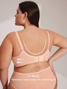 LUVLETTE Plus Dream Curve Support + Smooth Full Coverage Support Wide Strap Basic T-Shirt Bra - Dusty Pink - View 5