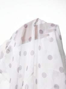 LYSMO 女士圆点印花长袖休闲T恤，采用青果领设计 - 黑與白 - 查看 7