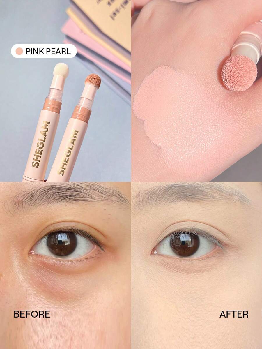 SHEGLAM 膚色提升遮瑕膏-粉紅珍珠海綿頭塗抹器霧面液體遮瑕膏持久亮白色彩校正劑輕盈全天持久保濕遮瑕膏遮瑕膏 品牌 美容 化妝 化妝品 適合女性與女孩 完美搭配冬季 Y2K 時尚 流行 生日禮物 假期 派對準備就緒 最佳顏色 - Pink Pearl - 查看 1