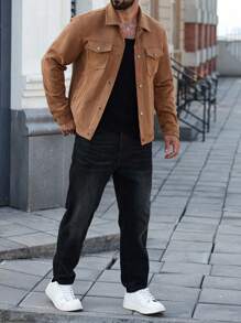 Manfinity Dauomo Chaqueta casual de negocios de nueva moda estilo retro americano para hombres, elástica tipo, de estilo lujoso, para otoño/invierno