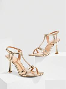 CUCCOO SZL Fashion Ankle Strap Sexy Strappy Pointed Toe Stilettos, Commuting, Dating, Party, Wedding, Vacation Wear - Gold - View 2