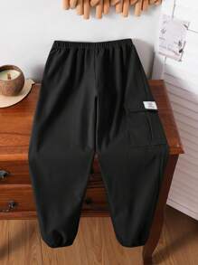 SHEIN Pantaloni da tuta ragazzi cargo con tasche, pantaloni jogger adatti per uso quotidiano, scuola, per tutte le stagioni