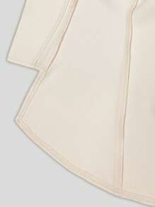 Elenzga Áo khoác không tay cổ chữ V màu mơ thắt eo thiết kế viền bất đối xứng cho nữ - Màu be - Xem 6