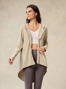 OutZeal 防紫外线 UPF50+ 吸汗排汗高低下摆连帽防晒夹克 - 卡其色 - 查看 7