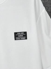 SHEIN 2件套纹理华夫格面料青少年短袖上衣和短裤套装 - 白色 - 查看 5