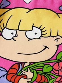 Nick 90s | SHEIN 女宝宝卡通图案可爱甜美粉色短袖T恤 - 粉色 - 查看 5