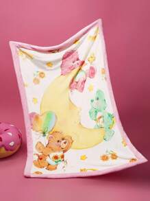 SHEIN X Care Bears 卡通熊心和月亮印花毛毯，可用作床上用品和礼物 - 彩色 - 查看 4