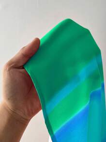 Maweii 大码休闲度假撞色条纹蝙蝠袖衬衫 - 藍色 - 查看 8