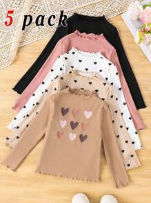 SHEIN Hauts de base casual en tricot de couleur unie avec manches longues et élastique pour les adolescentes. Plusieurs pièces, idéal pour le port casual, quotidien et l'école en automne et hiver. Indispensable et polyvalent. Assortissant mère et fille